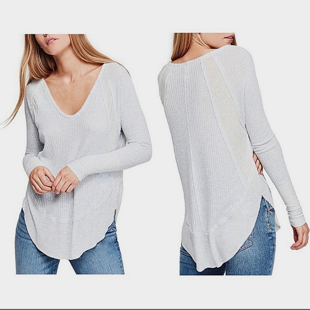 Free People We the Free Catalina Thermal Top Blue Small